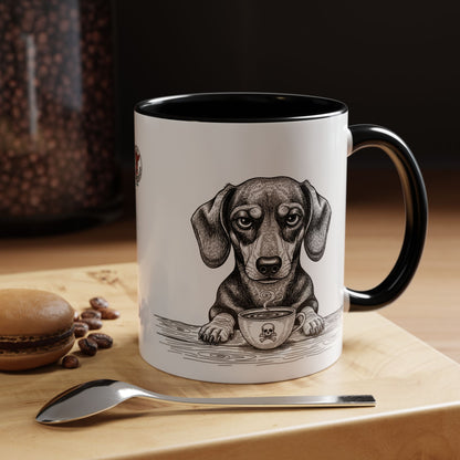 Grumpy Dachshund Coffee Club — Art Print / Mug