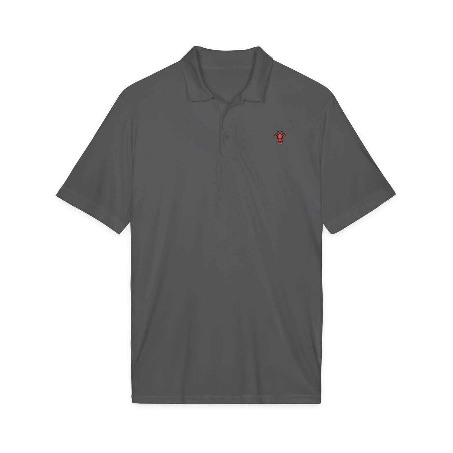 Embroidered Giraffe Polo Shirt — Lightweight White Performance Golf Polo