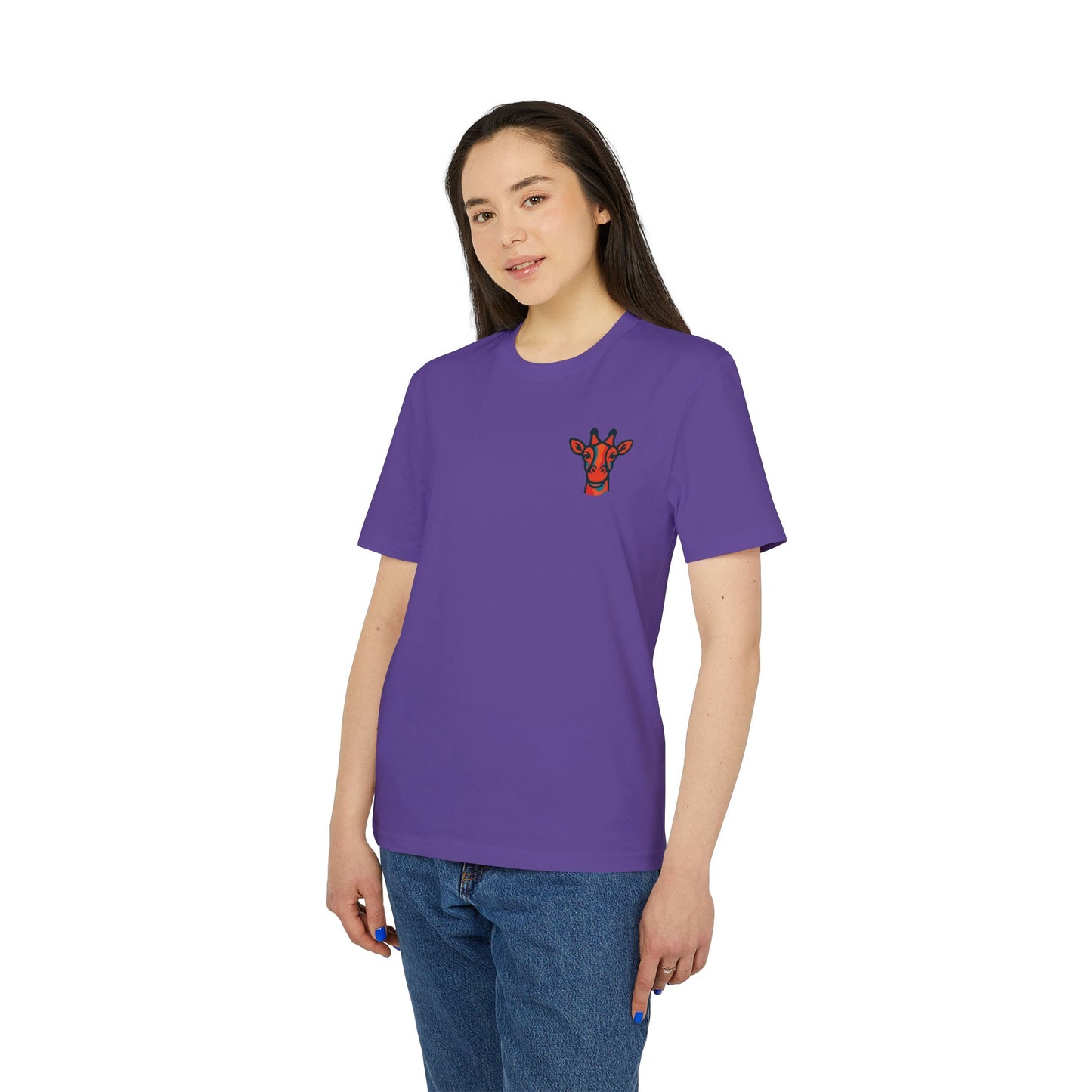 Britor classic Giraffe logo Mini Patch T-Shirt — Cute Chest Graphic Tee for Animal Lovers
