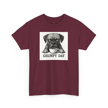 Grumpy Day Unisex Heavy Cotton Tee, Funny Dog Shirt, Pet Lovers Gift, Casual Wear, Birthday Gift, Grumpy Mood Tee