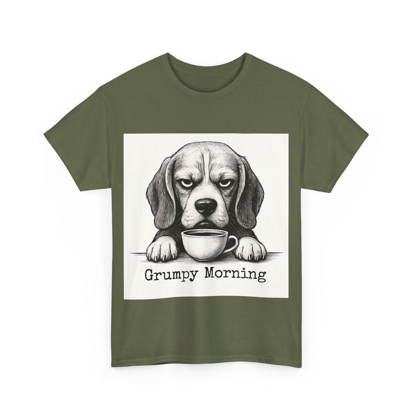 Grumpy Morning Dog Tee - Unisex Heavy Cotton Shirt for Pet Lovers, Funny Gift, Cute Dog Apparel, Casual Wear, Everyday Comfort