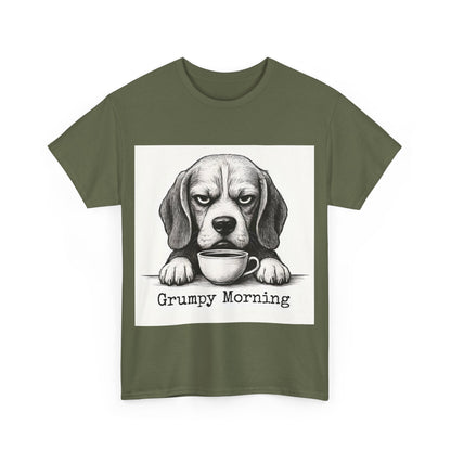 Grumpy Morning Dog Tee - Unisex Heavy Cotton Shirt for Pet Lovers, Funny Gift, Cute Dog Apparel, Casual Wear, Everyday Comfort