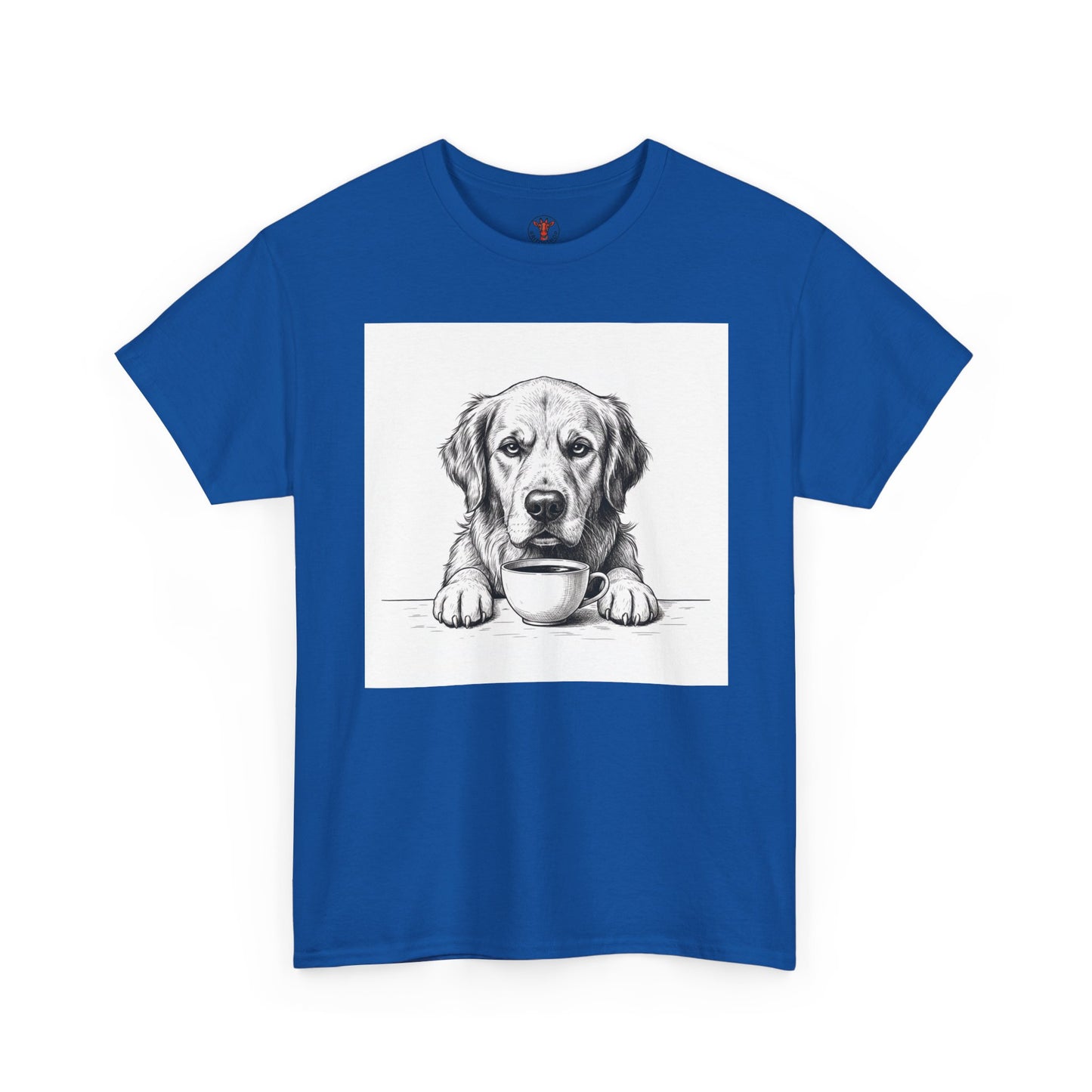 Grumpy Golden Retriever Coffee Club, T-Shirt – Realistic Illustration Tee for Dog Lovers
