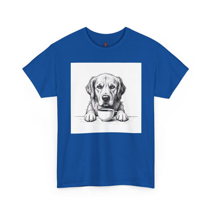 Grumpy Golden Retriever Coffee Club, T-Shirt – Realistic Illustration Tee for Dog Lovers