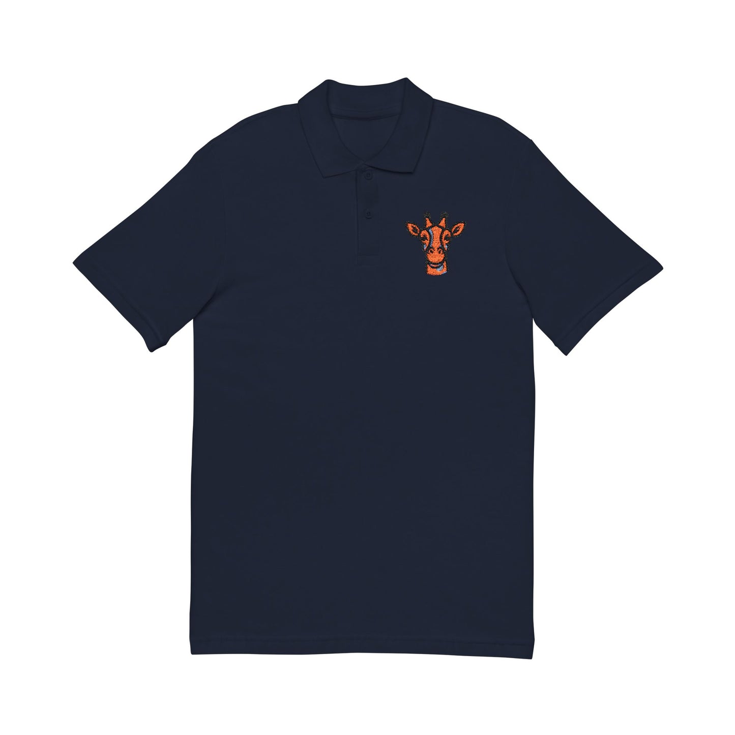 Embroidered Britor classic Giraffe Patch Polo Shirt — White Pique Polo