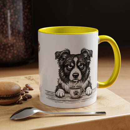Grumpy Border Collie Coffee Club — Art Print / Mug