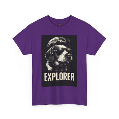 Explorer Dog Unisex Heavy Cotton Tee, Funny Pet Lover Gift, Adventure T-Shirt, Cool Animal Design, Dog Lover Apparel, Casual Tee