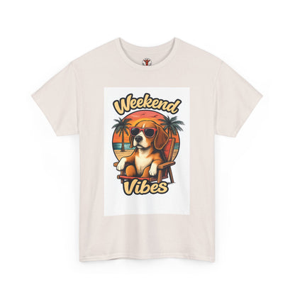 Weekend Vibes Unisex Heavy Cotton Tee, Dog Lover's Shirt, Summer Tee, Casual Wear, Fun Gift for Pet Owners