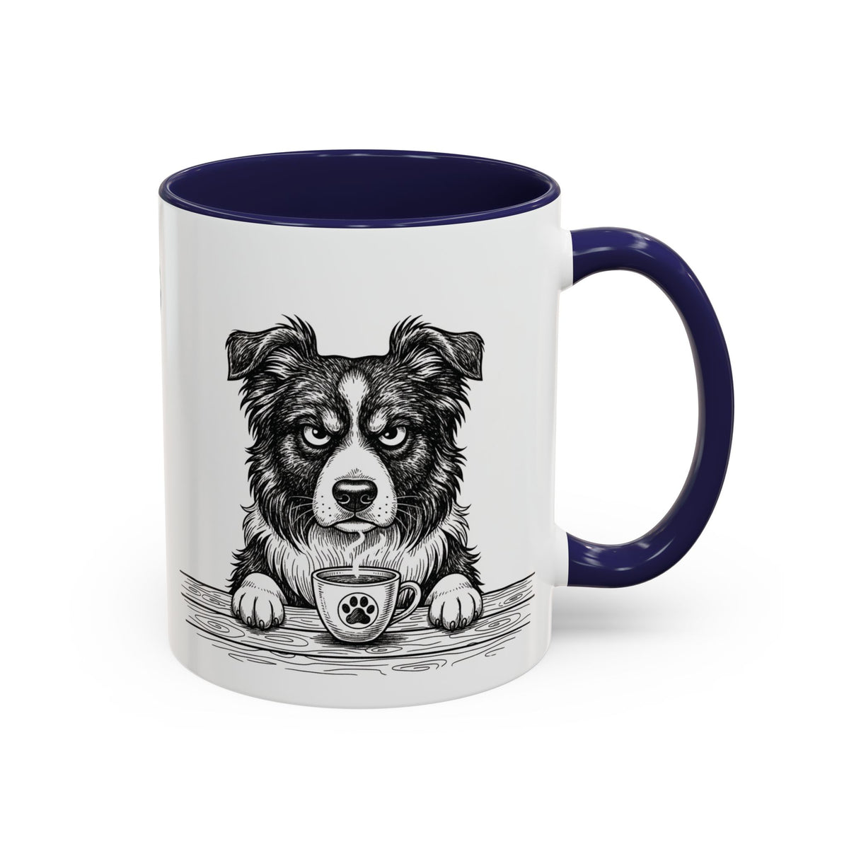 Grumpy Border Collie Coffee Club — Art Print / Mug