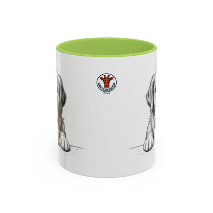 Golden Retriever Coffee Mug — Cute Dog with Coffee Illustration (11/15oz Accent Mug)