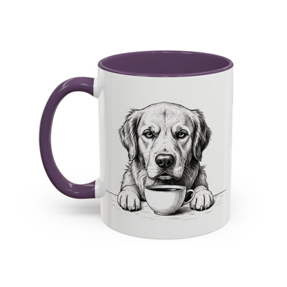 Golden Retriever Coffee Mug — Cute Dog with Coffee Illustration (11/15oz Accent Mug)