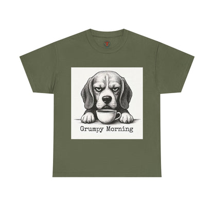 Grumpy Morning Dog Tee - Unisex Heavy Cotton Shirt for Pet Lovers, Funny Gift, Cute Dog Apparel, Casual Wear, Everyday Comfort