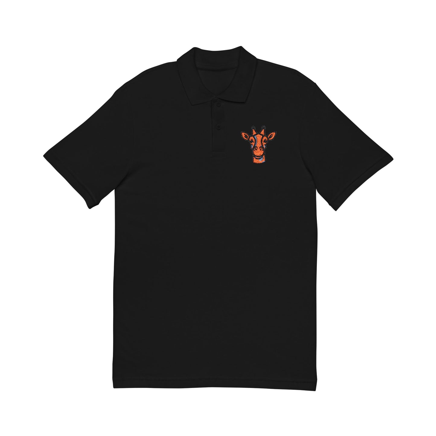 Embroidered Britor classic Giraffe Patch Polo Shirt — White Pique Polo
