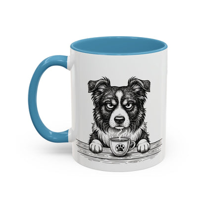 Grumpy Border Collie Coffee Club — Art Print / Mug