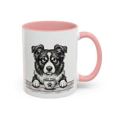 Grumpy Border Collie Coffee Club — Art Print / Mug