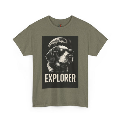 Explorer Dog Unisex Heavy Cotton Tee, Funny Pet Lover Gift, Adventure T-Shirt, Cool Animal Design, Dog Lover Apparel, Casual Tee