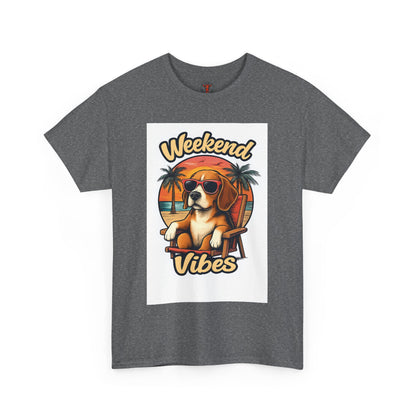 Weekend Vibes Unisex Heavy Cotton Tee, Dog Lover's Shirt, Summer Tee, Casual Wear, Fun Gift for Pet Owners