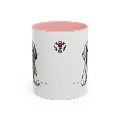 Golden Retriever Coffee Mug — Cute Dog with Coffee Illustration (11/15oz Accent Mug)