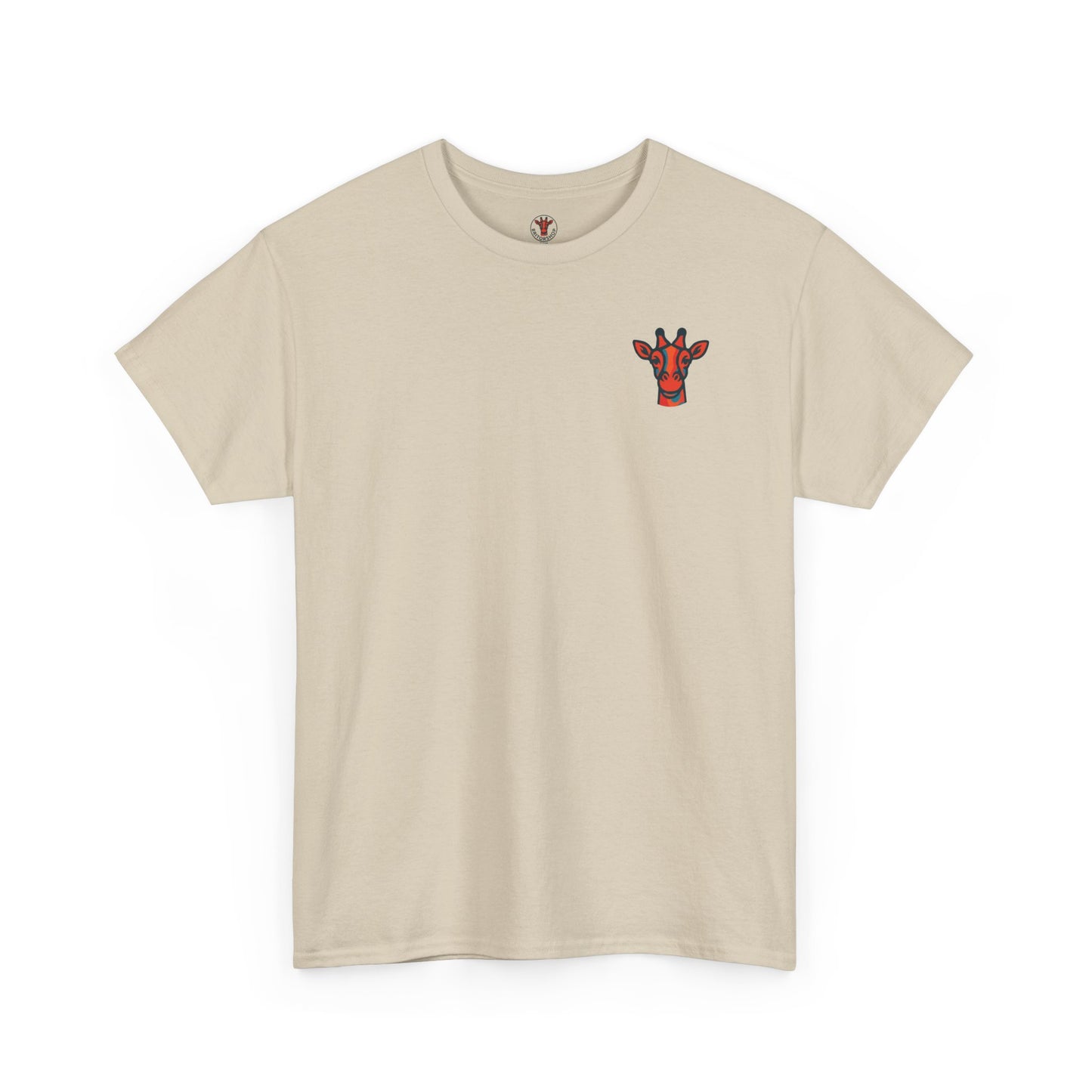 Britor classic logo Giraffe  Patch Tee — Small Chest Embroidered Giraffe Graphic T-Shirt