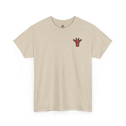 Britor classic logo Giraffe  Patch Tee — Small Chest Embroidered Giraffe Graphic T-Shirt
