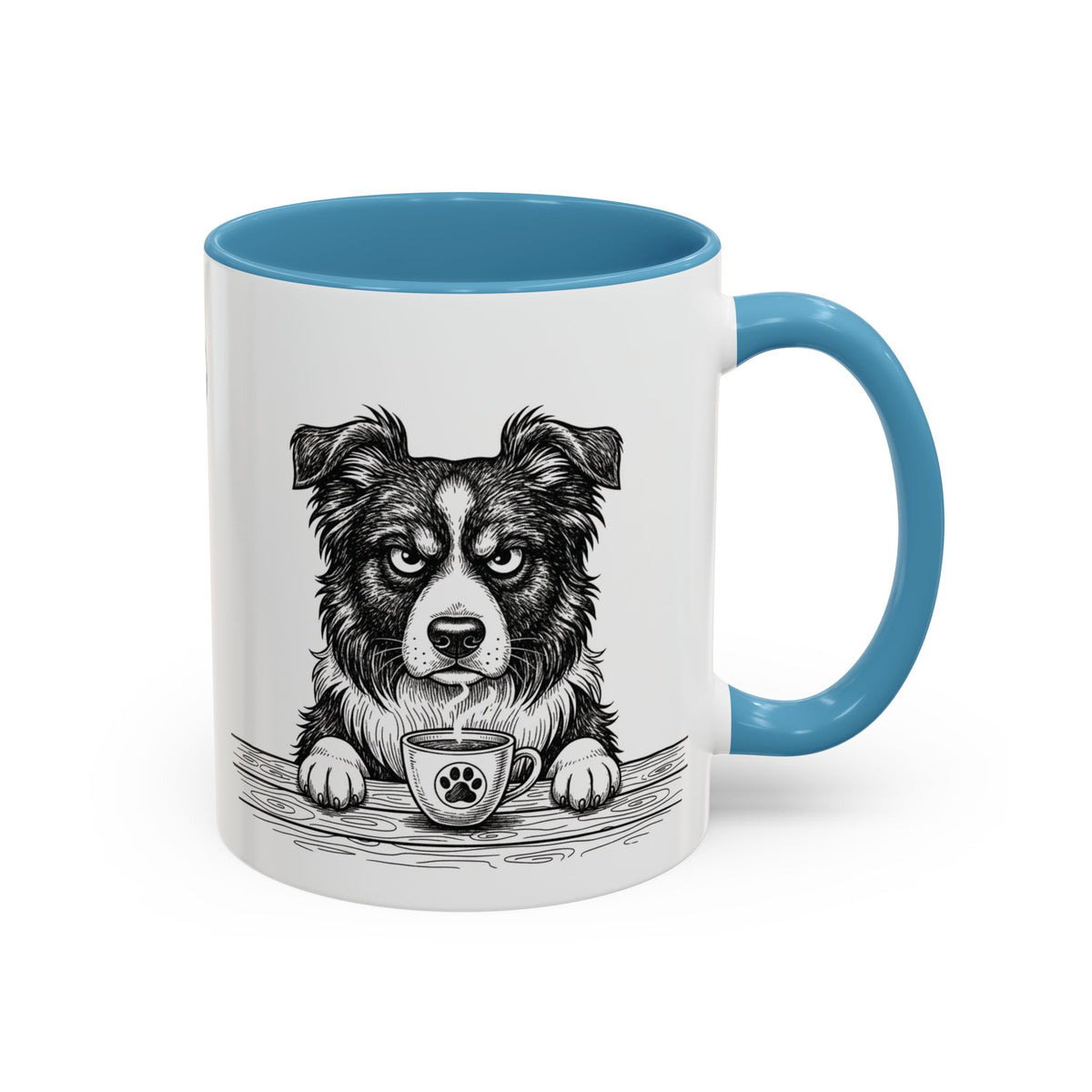 Grumpy Border Collie Coffee Club — Art Print / Mug