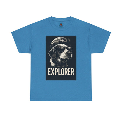 Explorer Dog Unisex Heavy Cotton Tee, Funny Pet Lover Gift, Adventure T-Shirt, Cool Animal Design, Dog Lover Apparel, Casual Tee