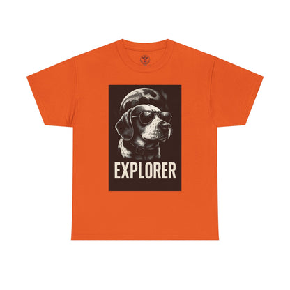Explorer Dog Unisex Heavy Cotton Tee, Funny Pet Lover Gift, Adventure T-Shirt, Cool Animal Design, Dog Lover Apparel, Casual Tee