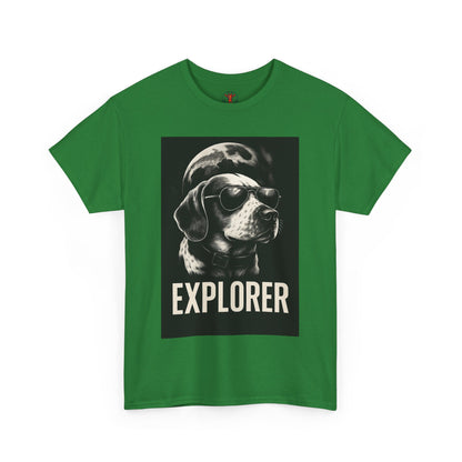 Explorer Dog Unisex Heavy Cotton Tee, Funny Pet Lover Gift, Adventure T-Shirt, Cool Animal Design, Dog Lover Apparel, Casual Tee