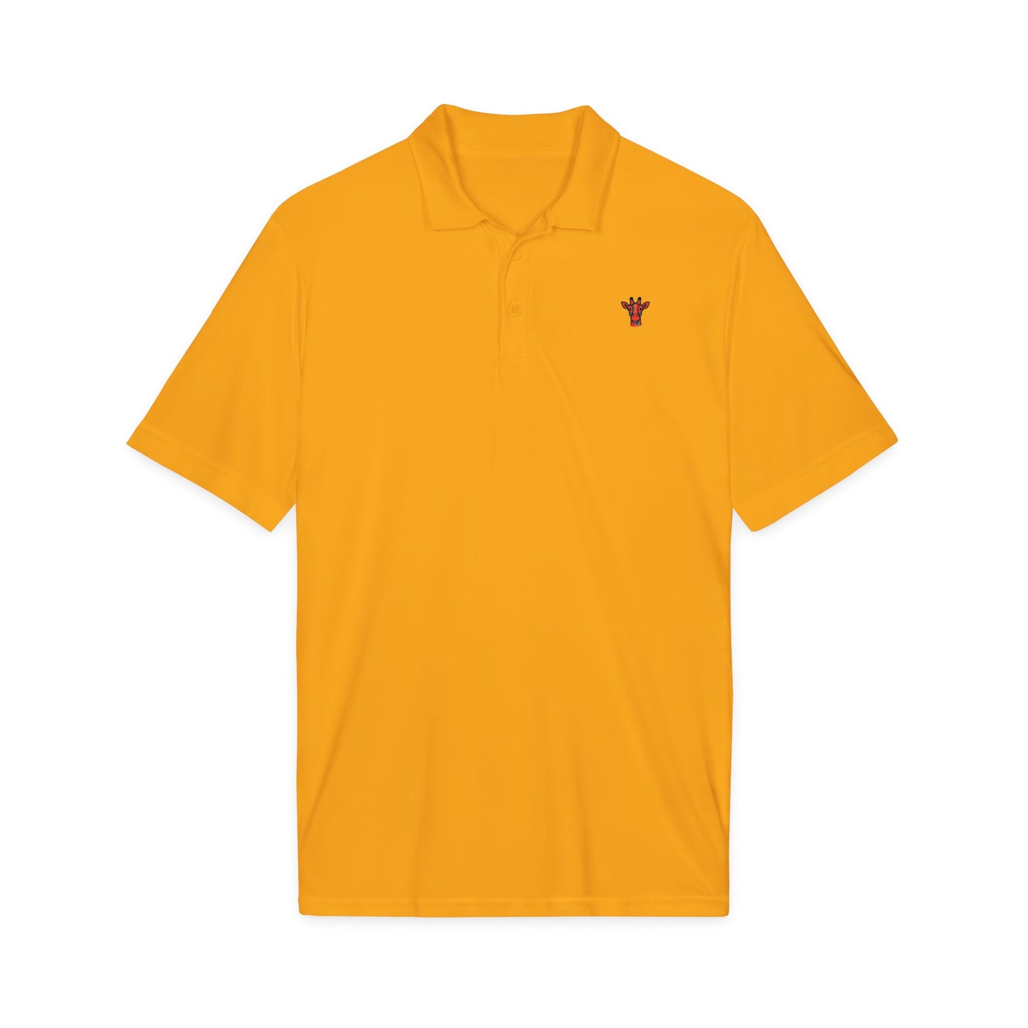 Embroidered Giraffe Polo Shirt — Lightweight White Performance Golf Polo