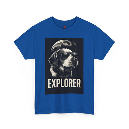 Explorer Dog Unisex Heavy Cotton Tee, Funny Pet Lover Gift, Adventure T-Shirt, Cool Animal Design, Dog Lover Apparel, Casual Tee