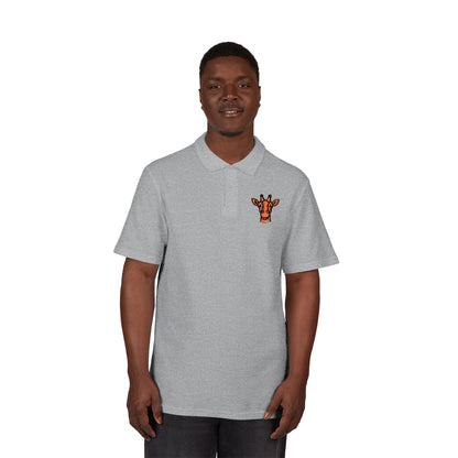 Embroidered Britor classic Giraffe Patch Polo Shirt — White Pique Polo