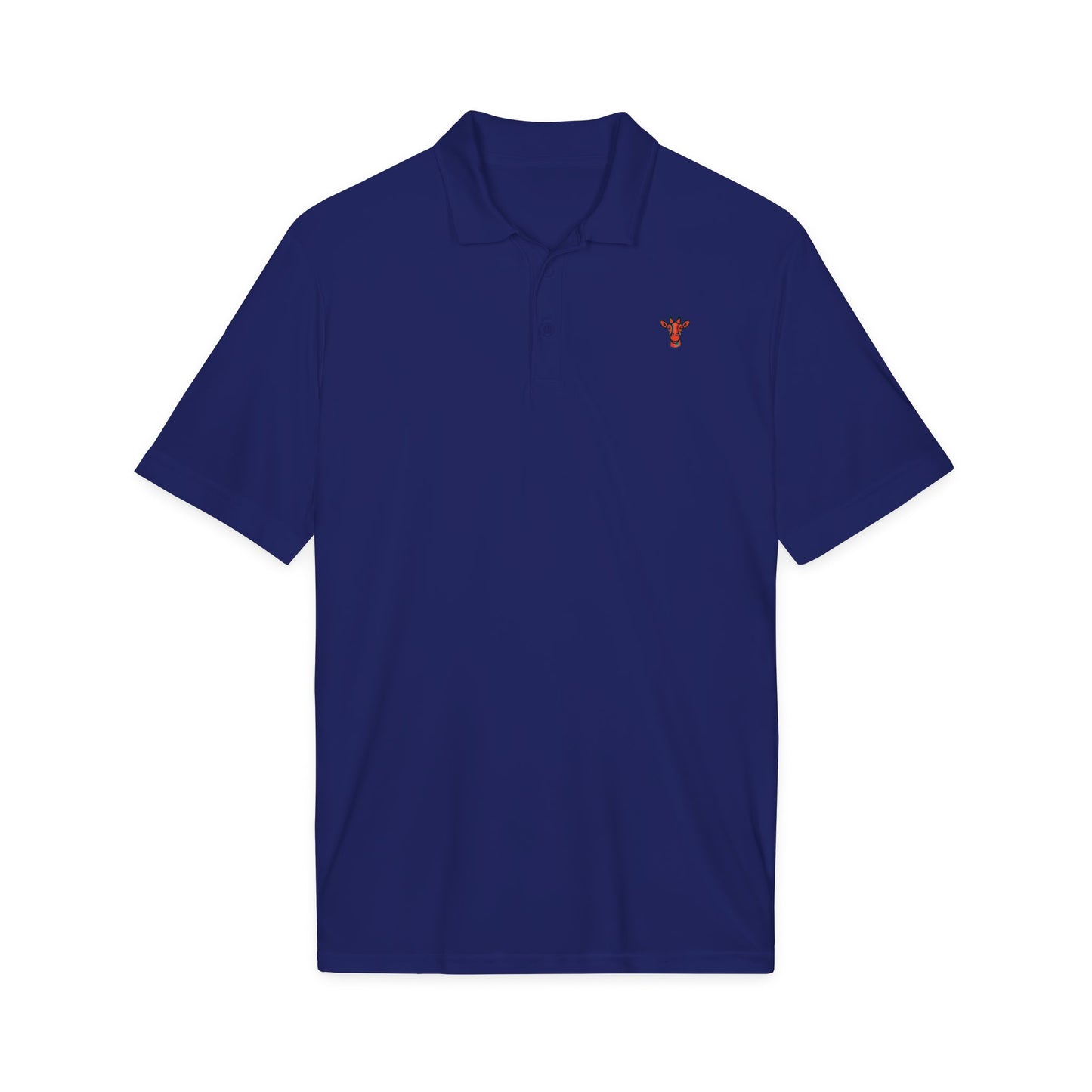 Embroidered Giraffe Polo Shirt — Lightweight White Performance Golf Polo