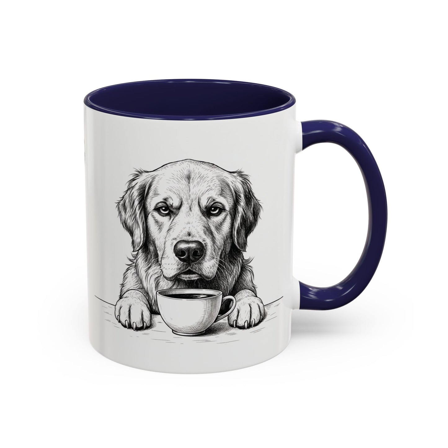 Golden Retriever Coffee Mug — Cute Dog with Coffee Illustration (11/15oz Accent Mug)