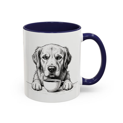 Golden Retriever Coffee Mug — Cute Dog with Coffee Illustration (11/15oz Accent Mug)