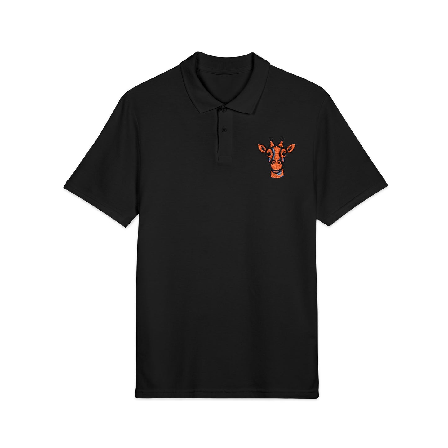 Embroidered Britor classic Giraffe Patch Polo Shirt — White Pique Polo