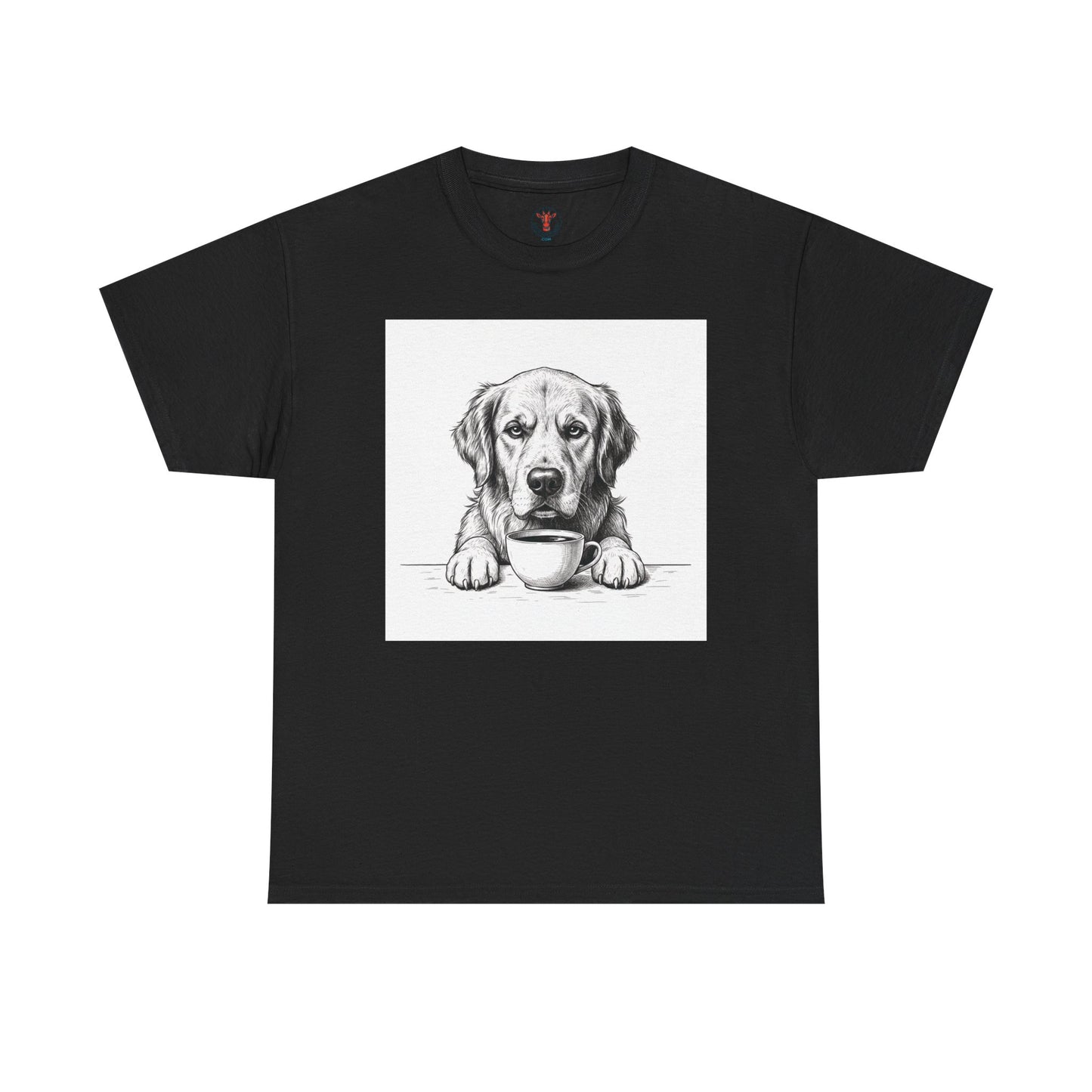 Grumpy Golden Retriever Coffee Club, T-Shirt – Realistic Illustration Tee for Dog Lovers