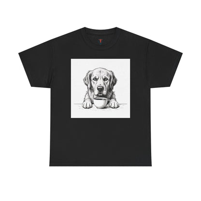 Grumpy Golden Retriever Coffee Club, T-Shirt – Realistic Illustration Tee for Dog Lovers