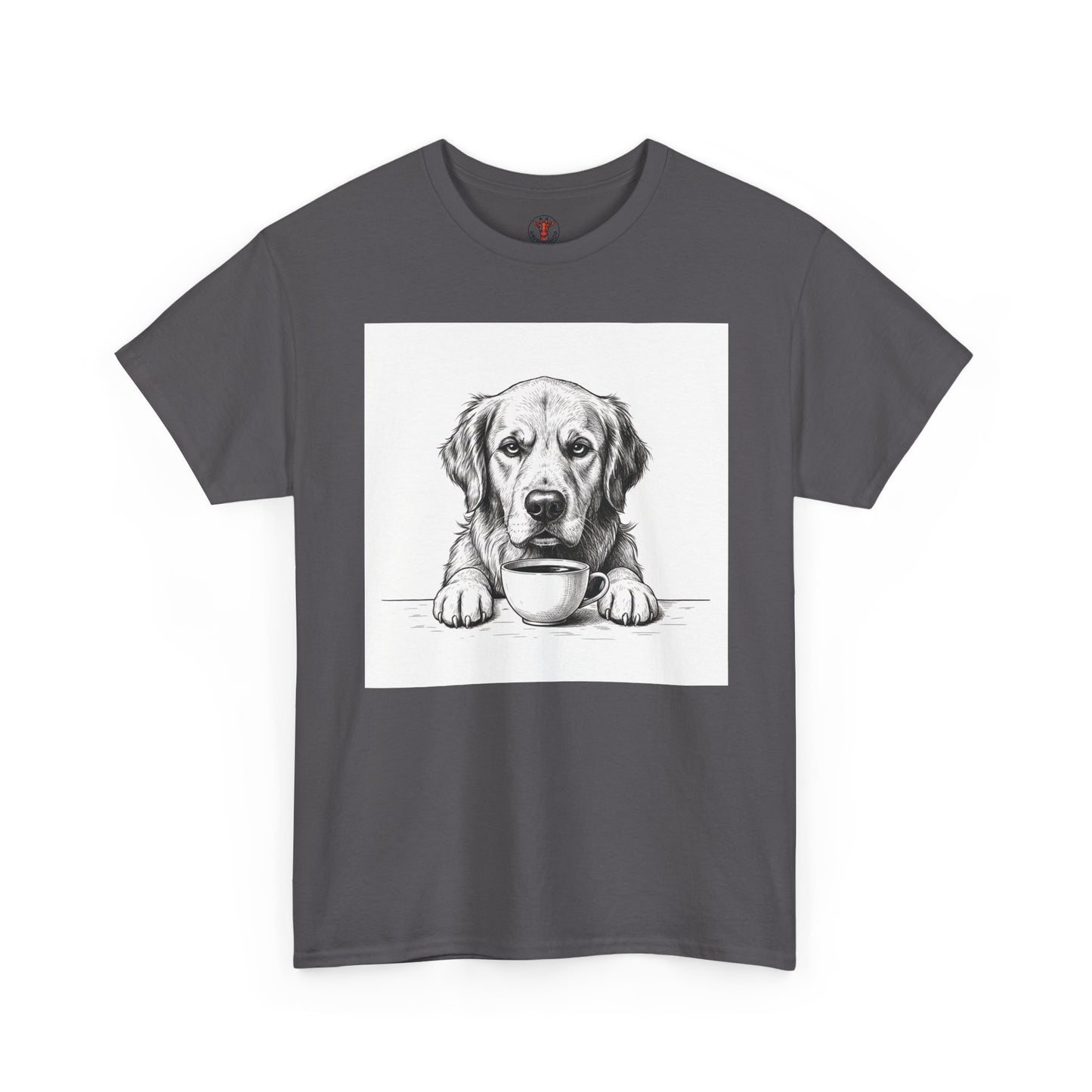 Grumpy Golden Retriever Coffee Club, T-Shirt – Realistic Illustration Tee for Dog Lovers