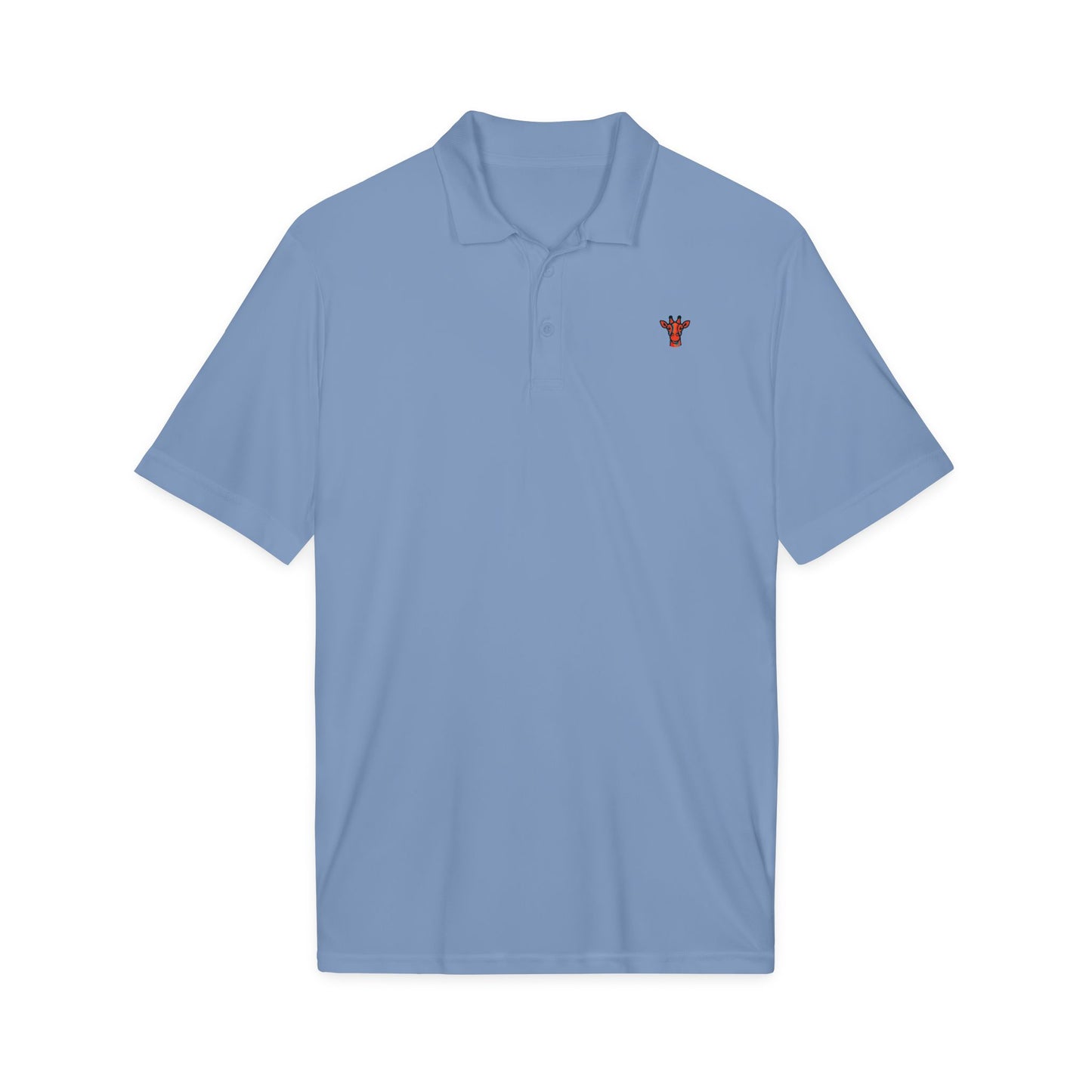 Embroidered Giraffe Polo Shirt — Lightweight White Performance Golf Polo
