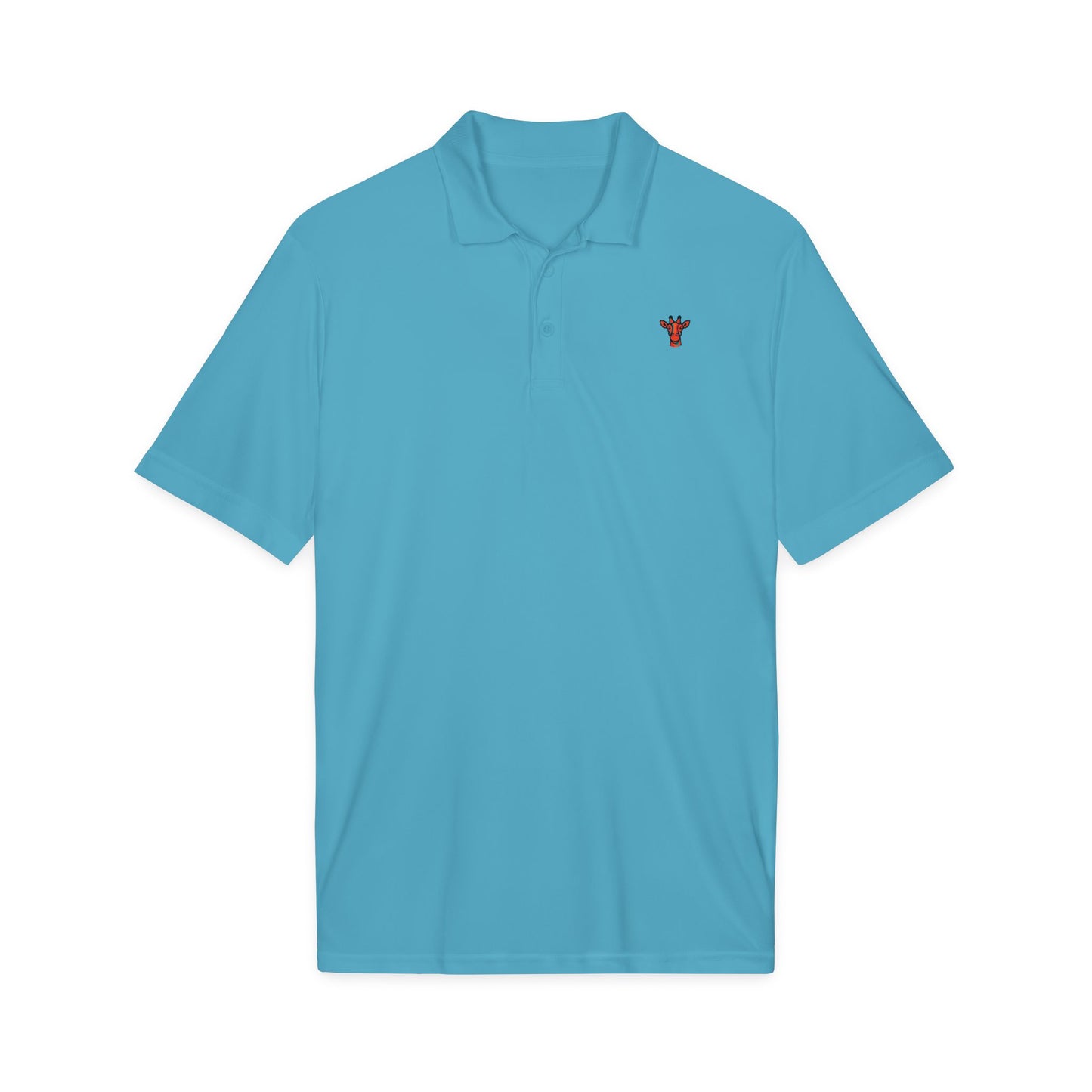Embroidered Giraffe Polo Shirt — Lightweight White Performance Golf Polo