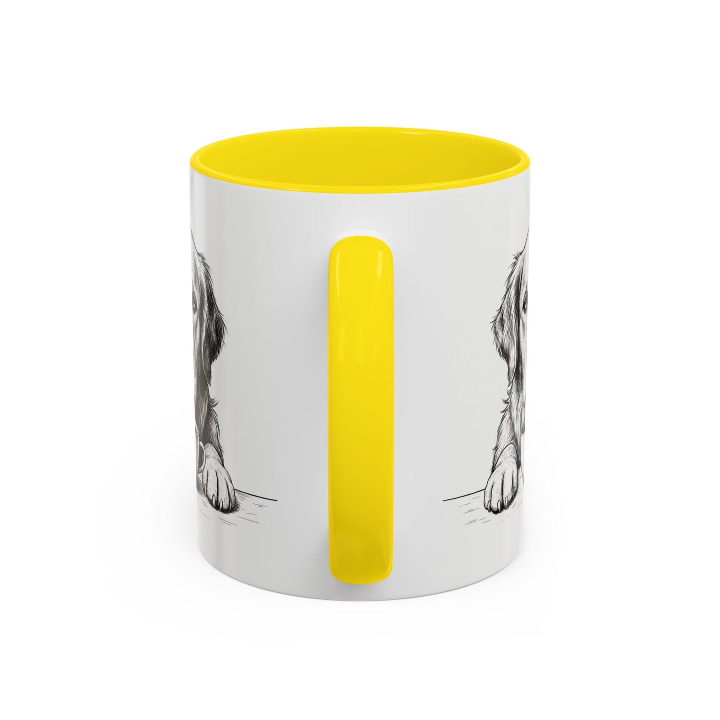 Golden Retriever Coffee Mug — Cute Dog with Coffee Illustration (11/15oz Accent Mug)