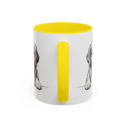 Golden Retriever Coffee Mug — Cute Dog with Coffee Illustration (11/15oz Accent Mug)