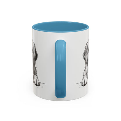 Golden Retriever Coffee Mug — Cute Dog with Coffee Illustration (11/15oz Accent Mug)