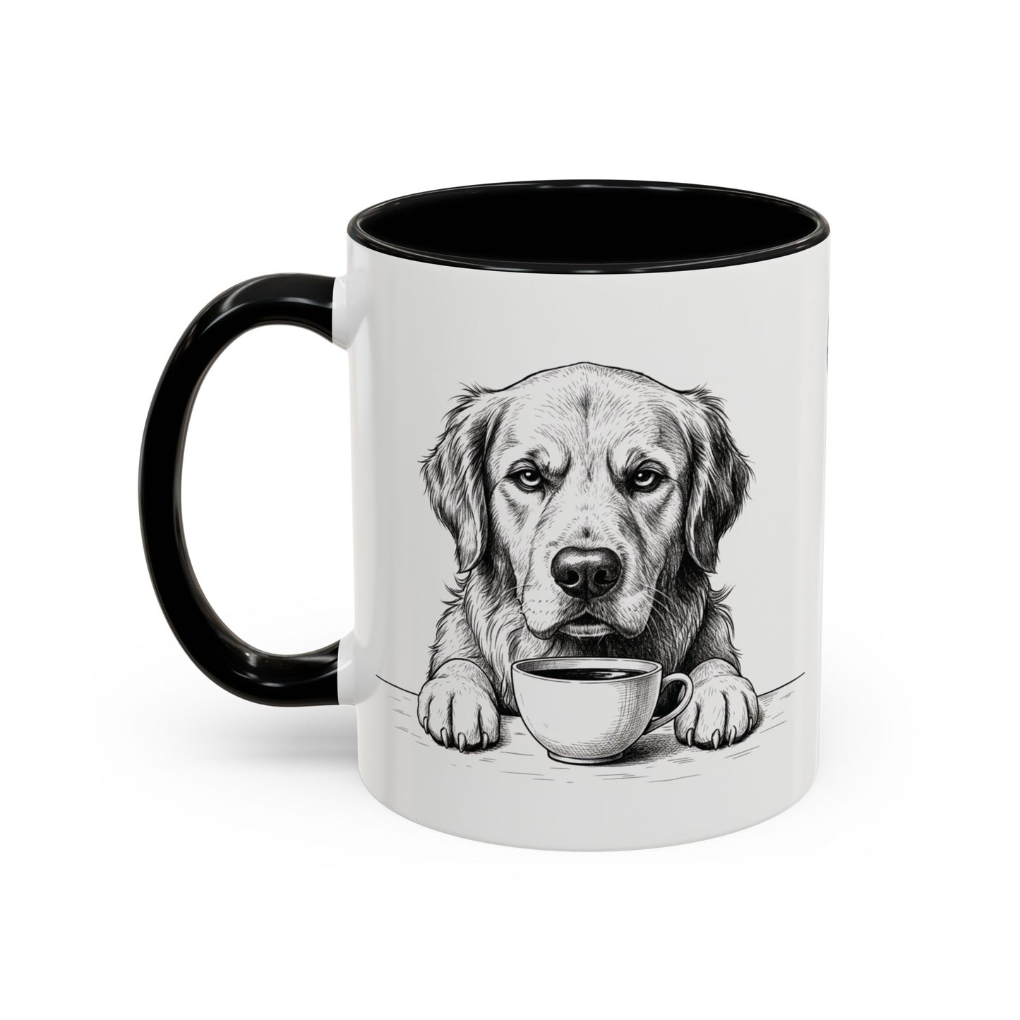 Golden Retriever Coffee Mug — Cute Dog with Coffee Illustration (11/15oz Accent Mug)