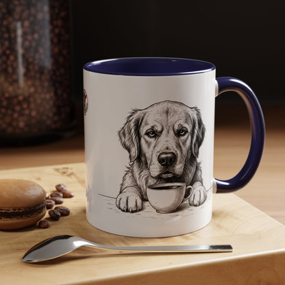 Golden Retriever Coffee Mug — Cute Dog with Coffee Illustration (11/15oz Accent Mug)