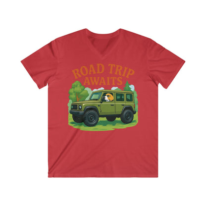 Men's Road Trip V-Neck Tee - Adventure Awaits, Casual Wear, Travel Shirt, Gift for Travelers, Summer Top