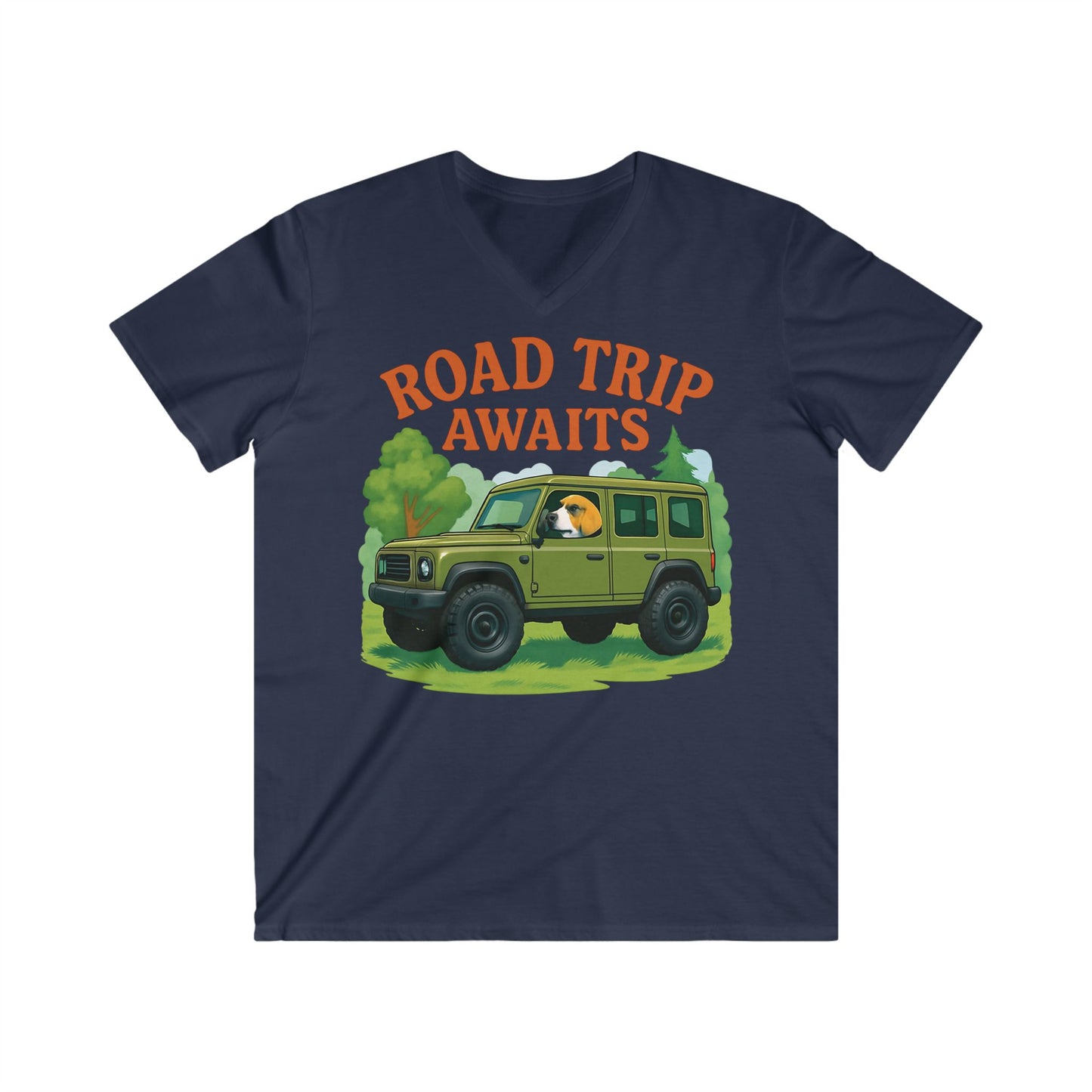 Men's Road Trip V-Neck Tee - Adventure Awaits, Casual Wear, Travel Shirt, Gift for Travelers, Summer Top
