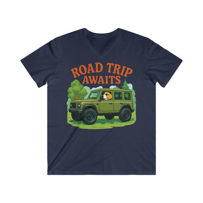Men's Road Trip V-Neck Tee - Adventure Awaits, Casual Wear, Travel Shirt, Gift for Travelers, Summer Top