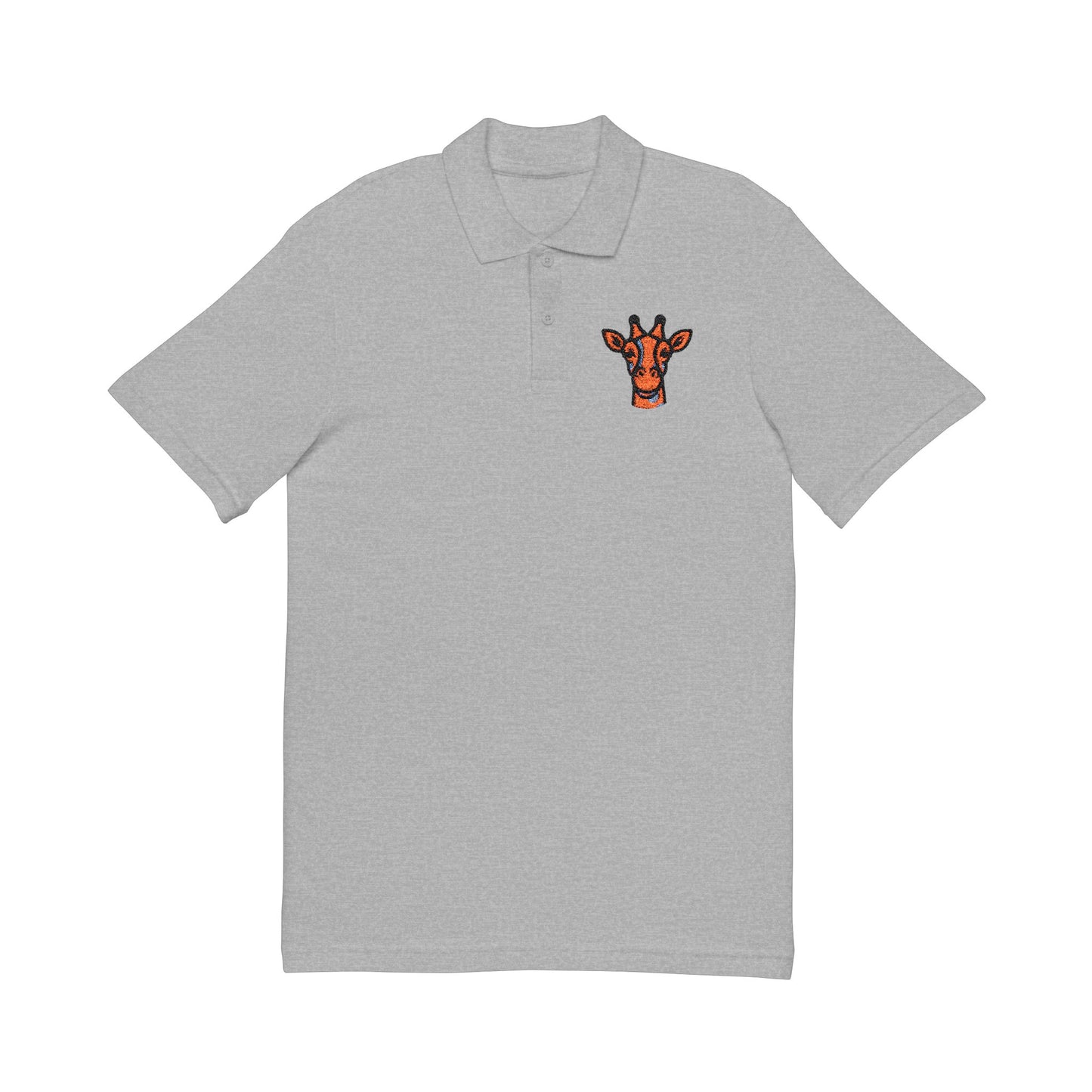 Embroidered Britor classic Giraffe Patch Polo Shirt — White Pique Polo