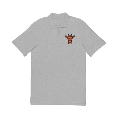Embroidered Britor classic Giraffe Patch Polo Shirt — White Pique Polo